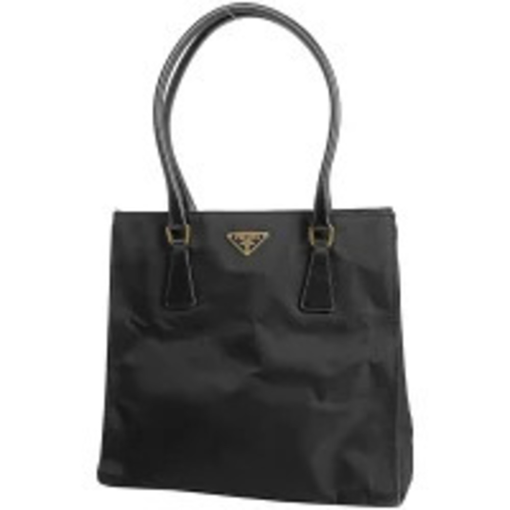 Prada Plate Tote Bag Handbag Shoulder Nero Black